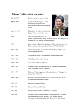 【Simone Veil Biographical Information】