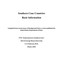 U.S. Department of State Background Notes for Southern Cone Countries 2010