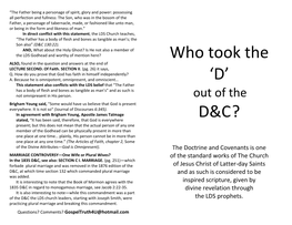 Who Took the D out of the D&C.Pdf