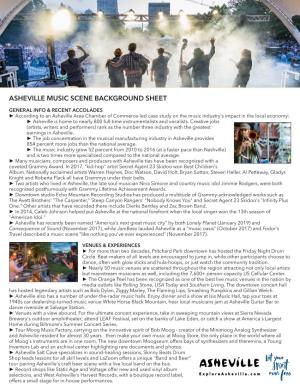 Asheville Music Scene Background Sheet