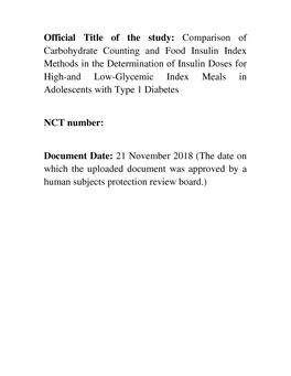 Comparison of Carbohydrate Counting and Food