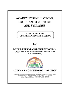 Academic Regulations, Program Structure and Syllabus