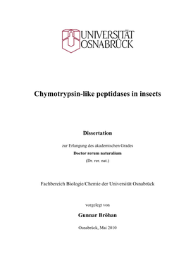 Chymotrypsin-Like Peptidases in Insects
