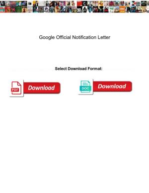 Google Official Notification Letter