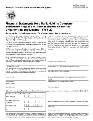 Financial Statements for a Bank Holding Company Subsidiary