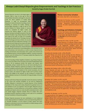 Khenpo Lodrö Donyö Rinpoche Gives Empowerments and Teachings in San Francisco Hosted by Kagyu Droden Kunchab
