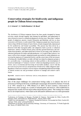 Conservation Strategies for Biodiversity and Indigenous People in Chilean Forest Ecosystems