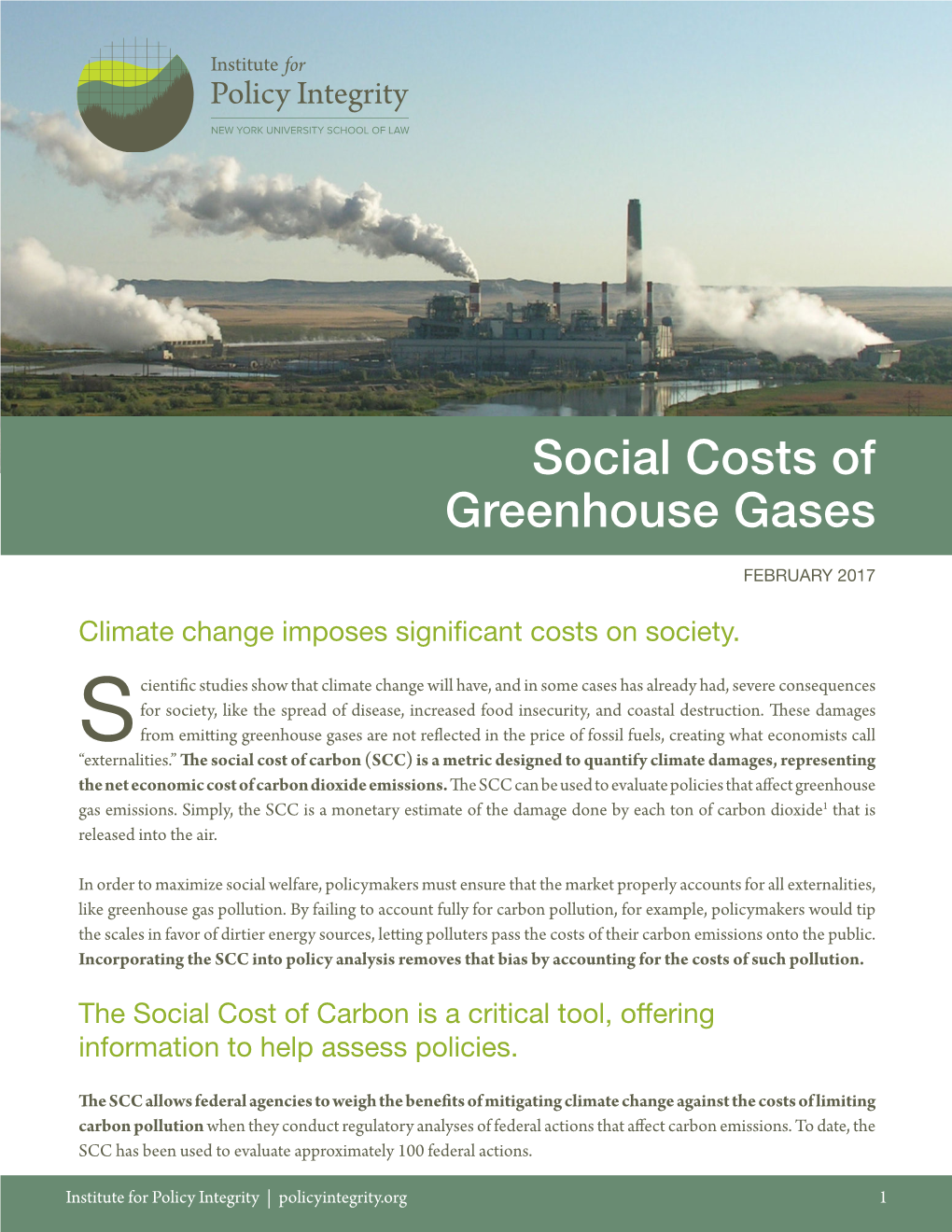 Social Costs of Greenhouse Gases