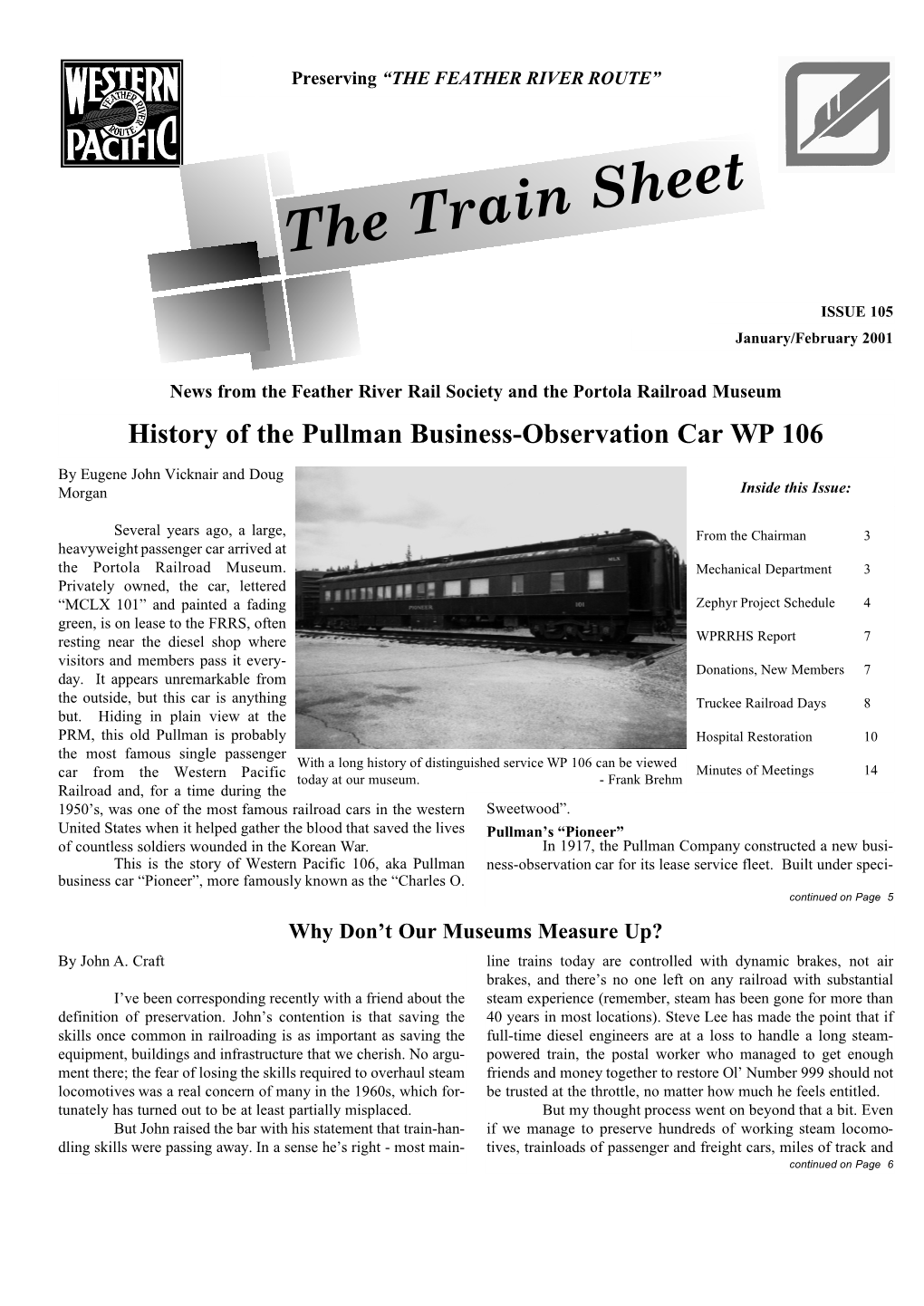 Train Sheet #105 January/February 2001