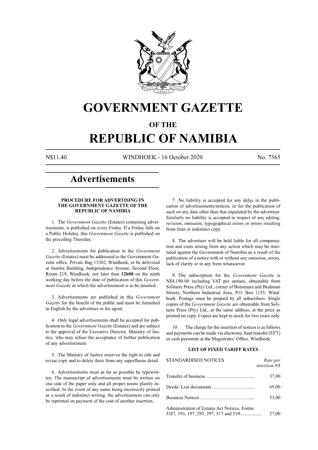 Government Gazette Republic of Namibia