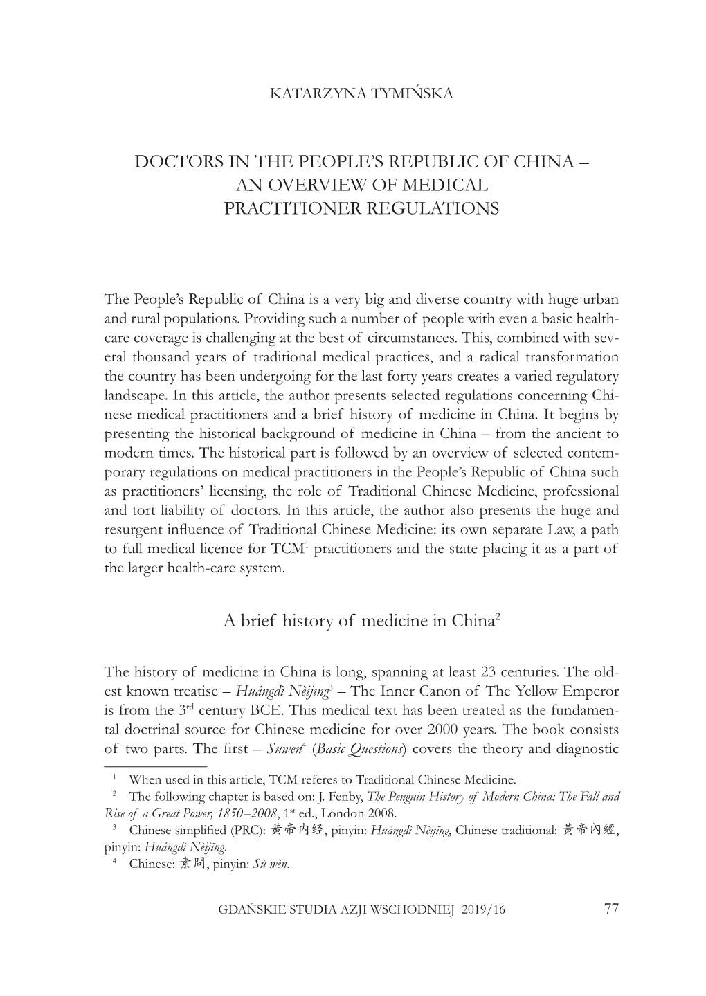 Doctors in the People's Republic of China – an Overview of Medical Practitioner Regulations