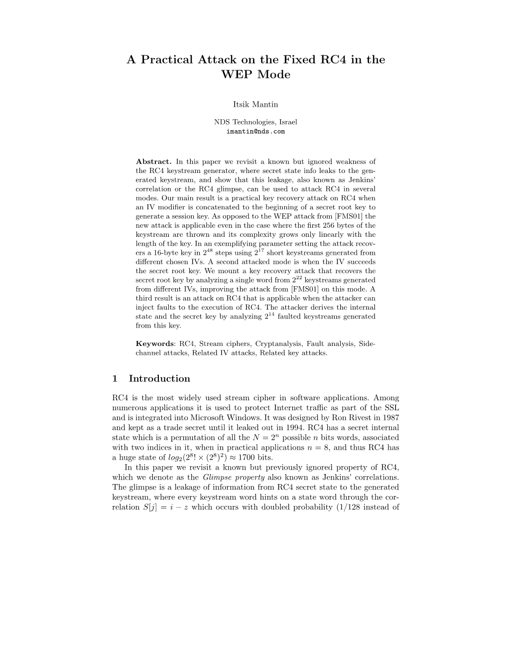 A Practical Attack on the Fixed RC4 in the WEP Mode