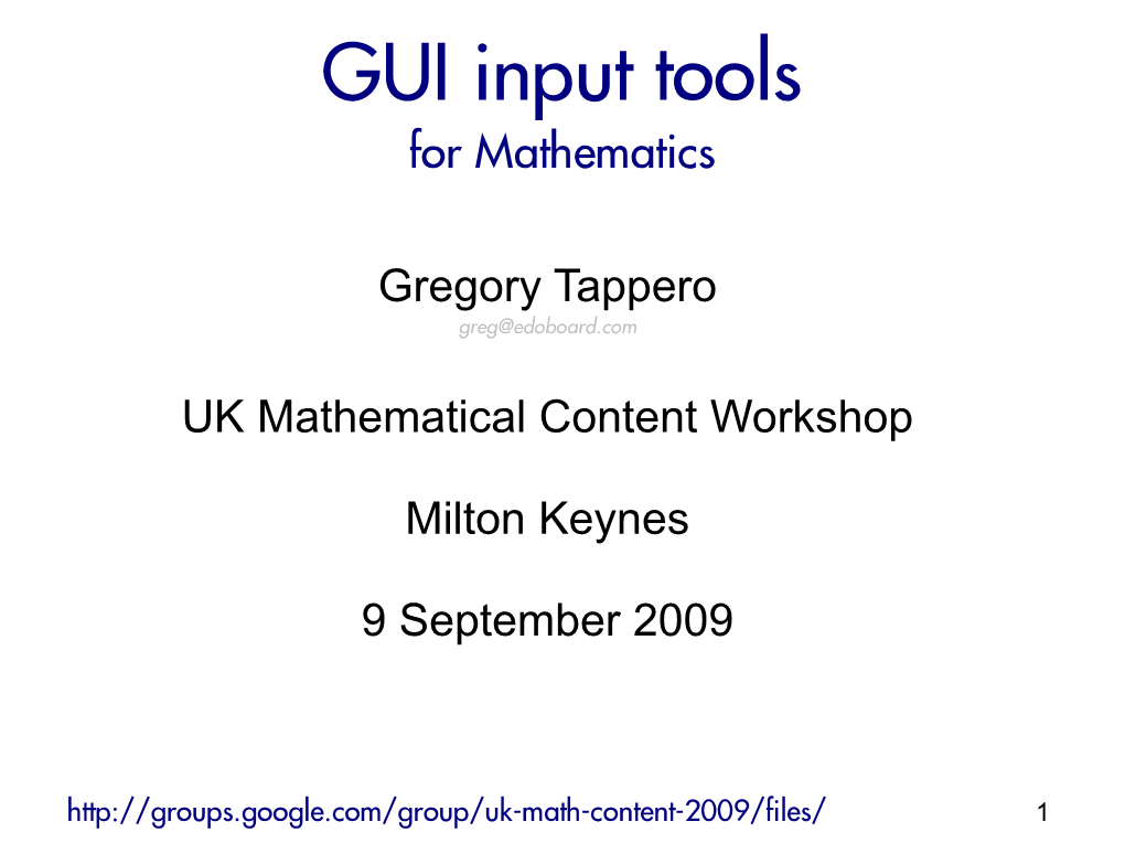 GUI Input Tools for Mathematics