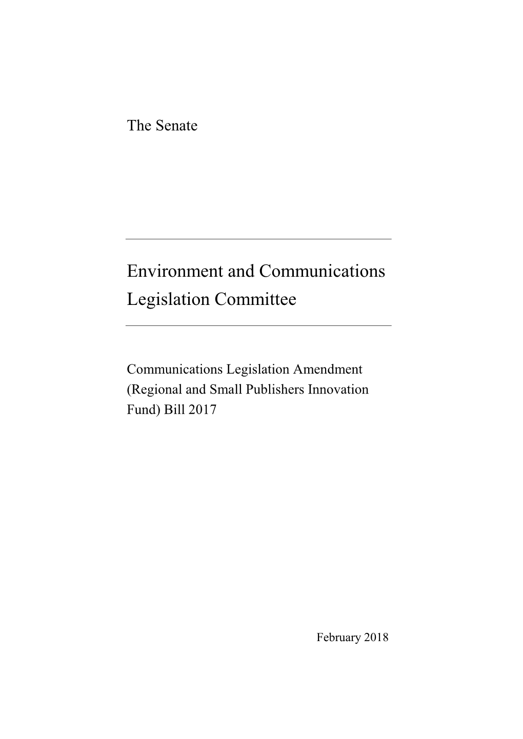 Report: Communications Legislation