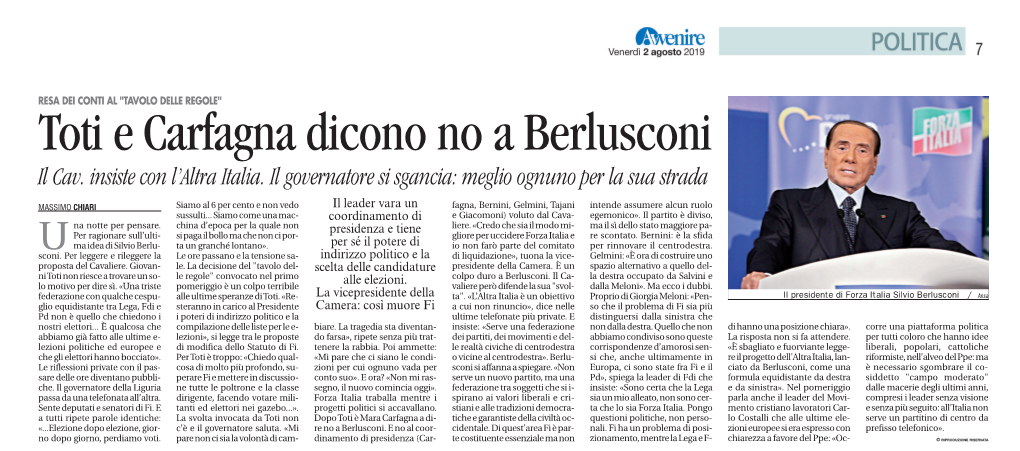 Toti E Carfagna Dicono No a Berlusconi Il Cav