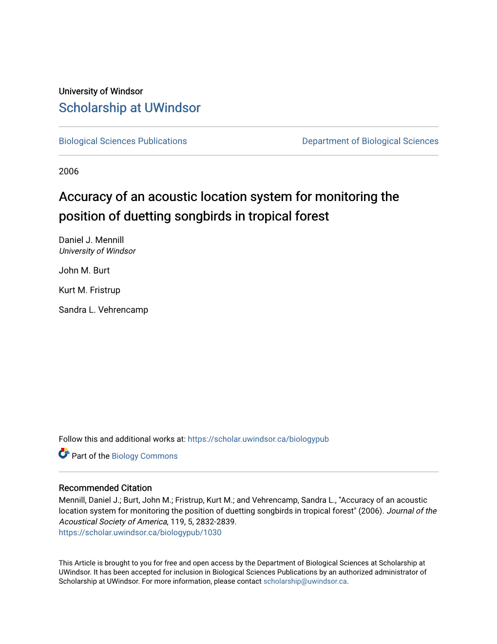 Accuracy of an Acoustic Location System for Monitoring the Position of Duetting Songbirds in Tropical Forest