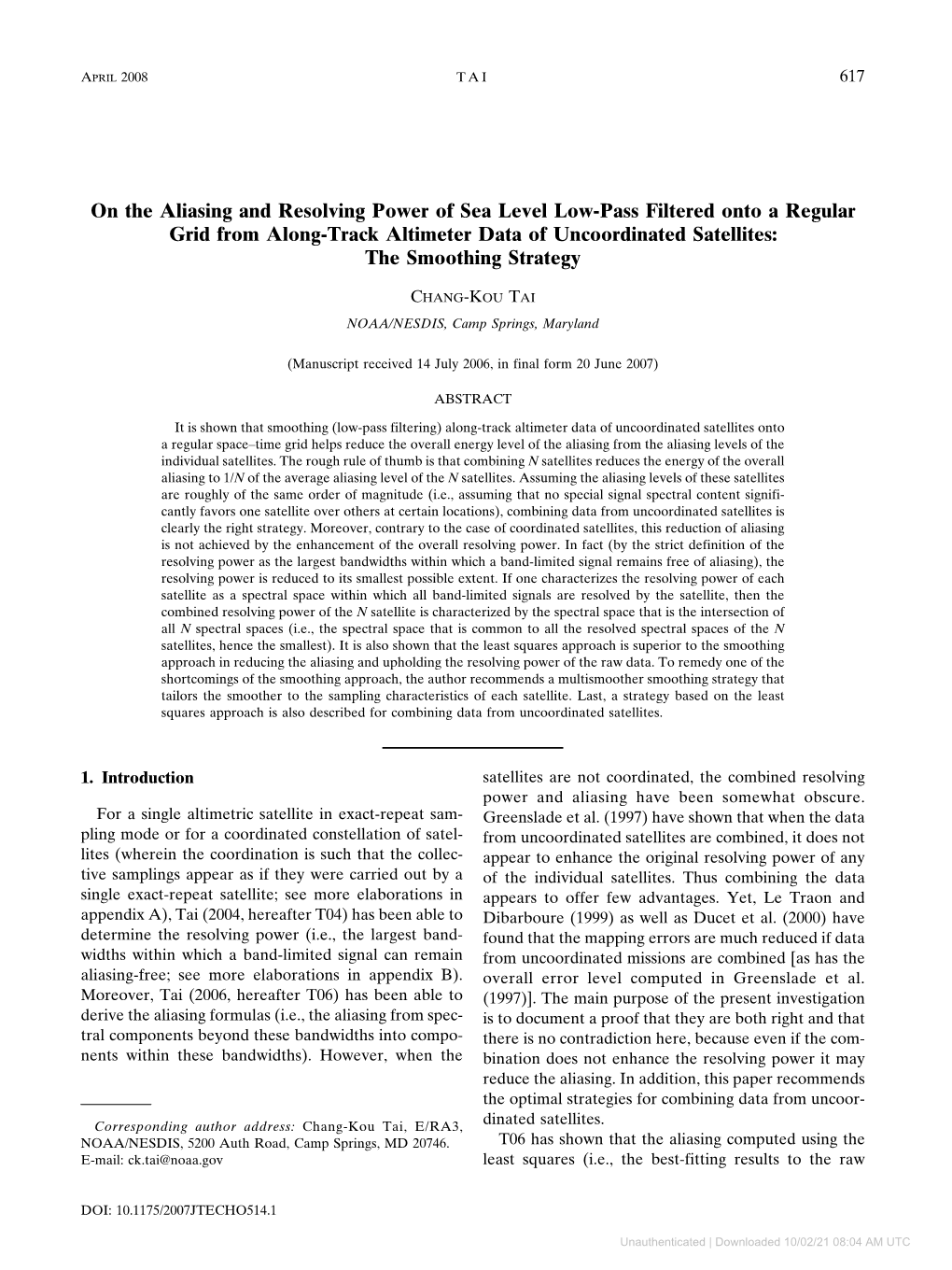 On the Aliasing and Resolving Power of Sea Level Low-Pass Filtered