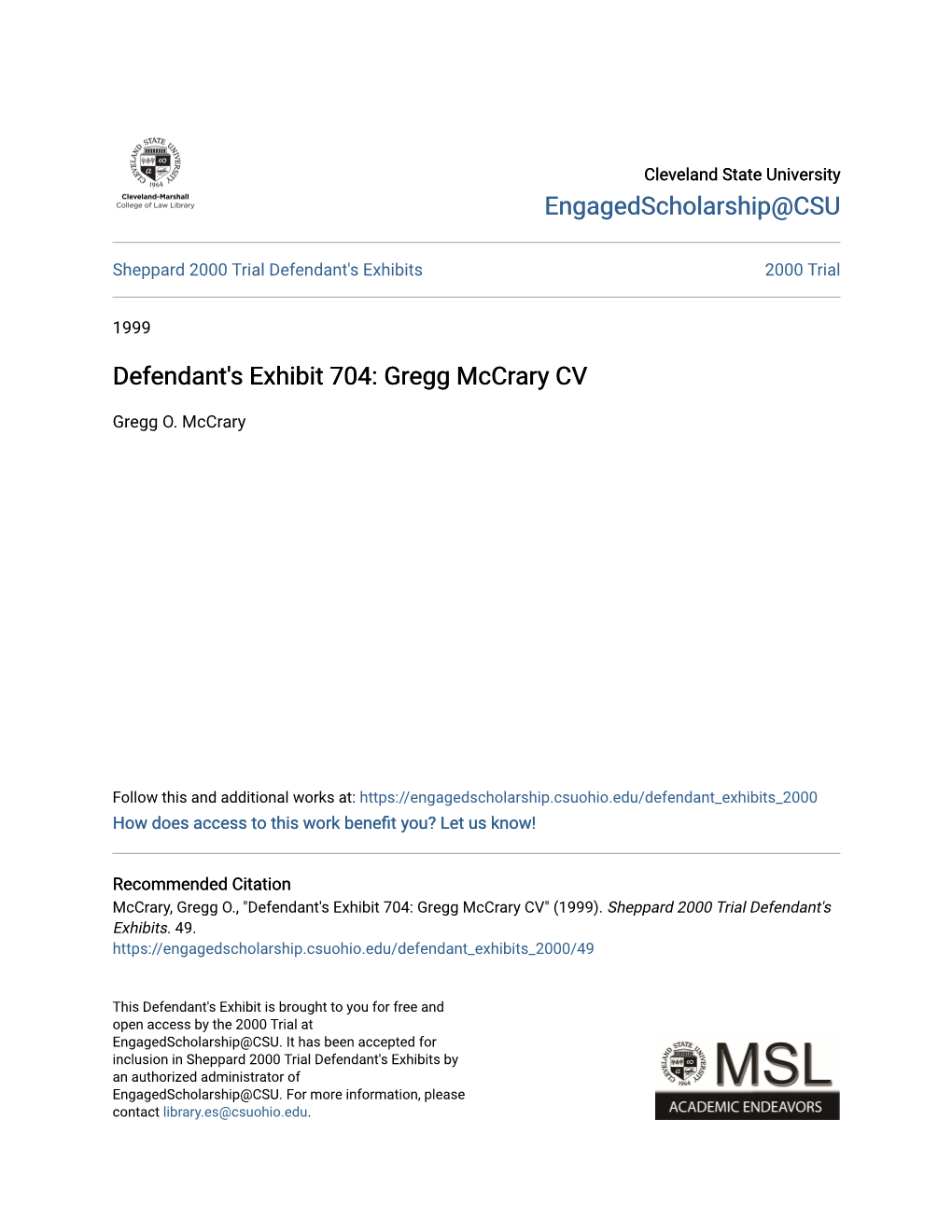 Defendant's Exhibit 704: Gregg Mccrary CV