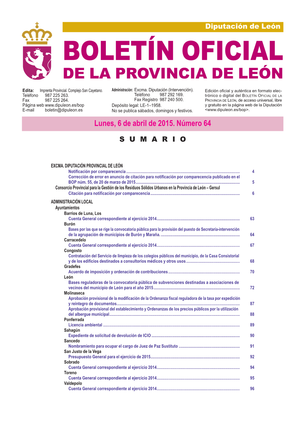 Boletín Oficial De La Provincia De León