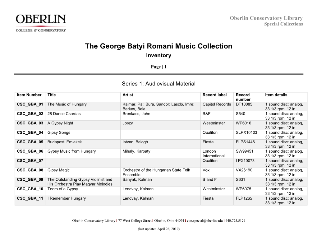 The George Batyi Romani Music Collection