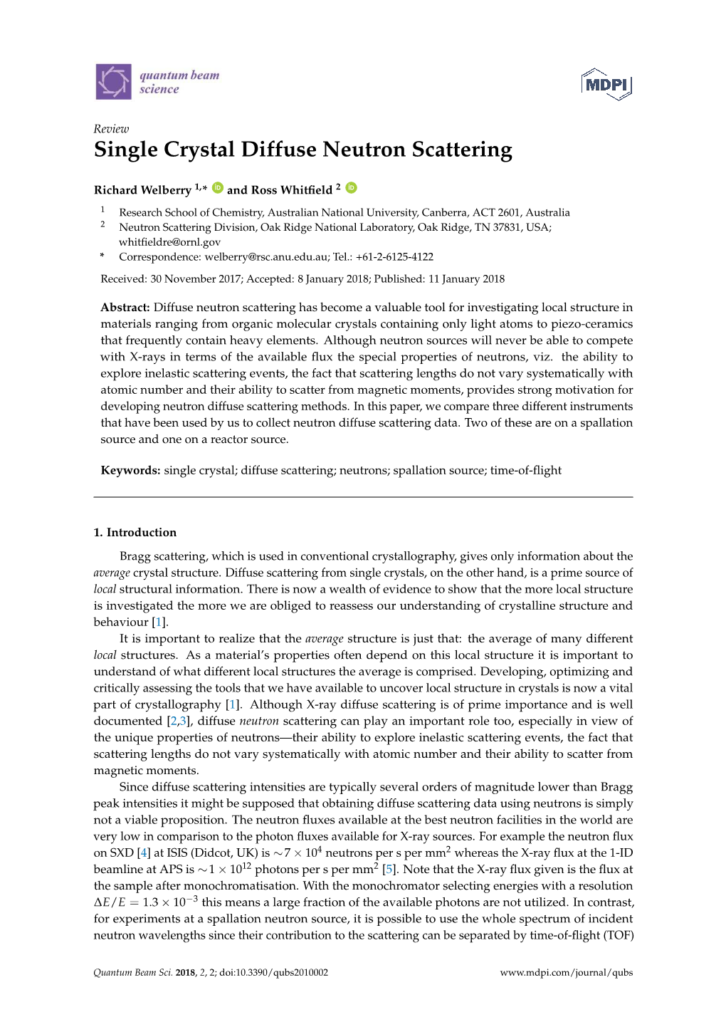 Single Crystal Diffuse Neutron Scattering