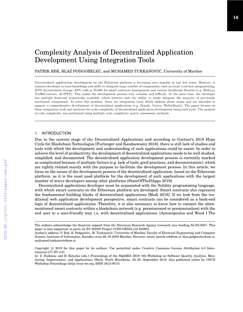 Complexity Analysis of Decentralized Application Development Using Integration Tools