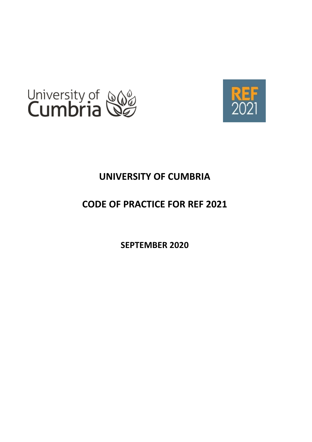 University of Cumbria Code of Practice for Ref 2021