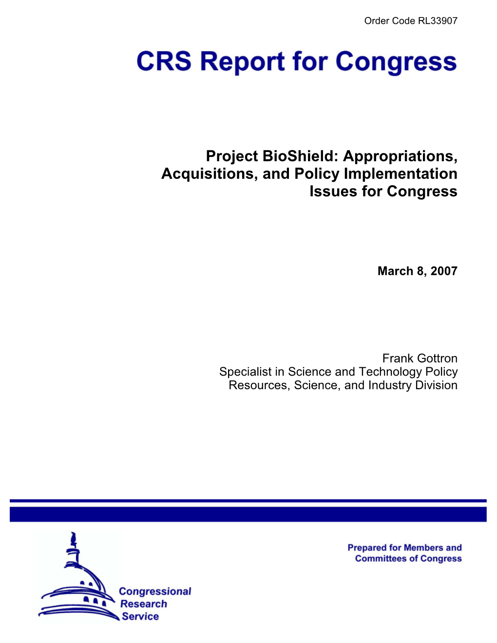 Acquisitions, and Policy Implementation Issues for Congress