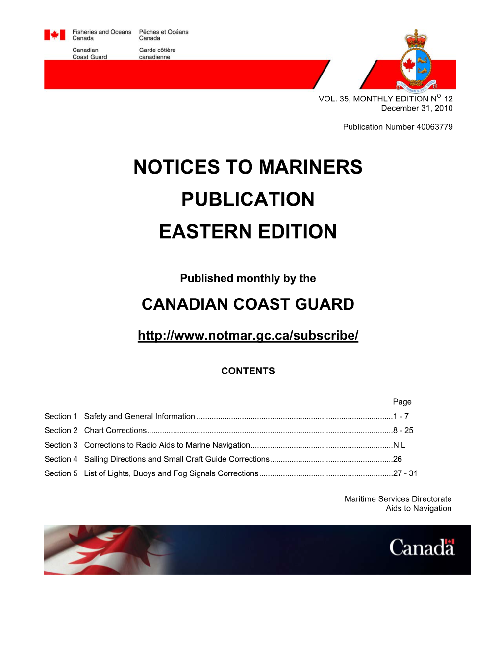 Notices to Mariners Publication Eastern Edition