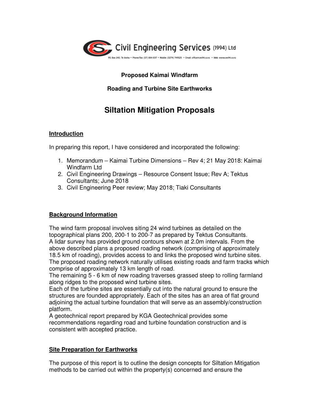 Siltation Mitigation Proposals