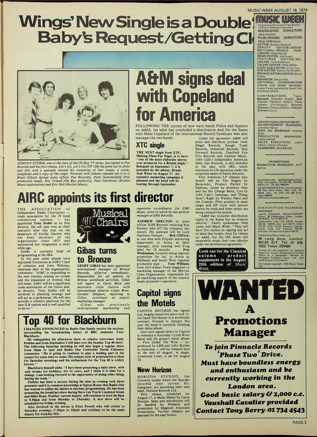 MUSIC WEEK AUGUST 18, 1979 Wings' New