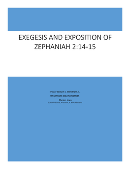 Exegesis and Exposition of Zephaniah 2:14-15