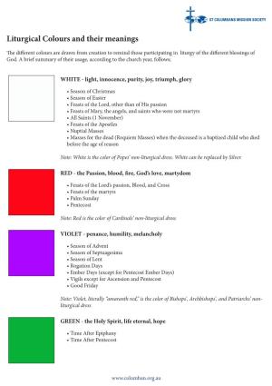 Liturgical Colours and Their Meanings