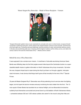 Master Sargent Roy Benavidez – Medal of Honor Recipient – Vietnam