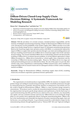 Dfrem-Driven Closed-Loop Supply Chain Decision-Making: a Systematic Framework for Modeling Research