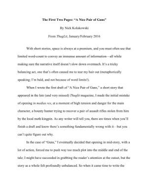 “A Nice Pair of Guns” by Nick Kolakowski from Thuglit, January/February 2016 with Short Stories, Space