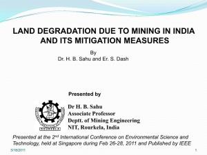Land Degradation Due to Mining in India and Its Mitigation Measures
