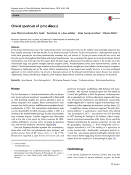 Clinical Spectrum of Lyme Disease