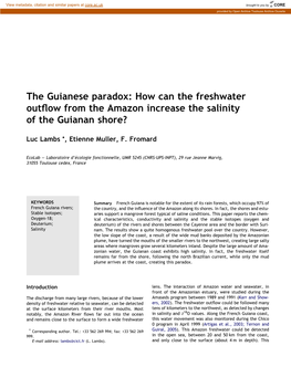 How Can the Freshwater Outflow from the Amazon Increase the Salinity of the Guianan Shore?