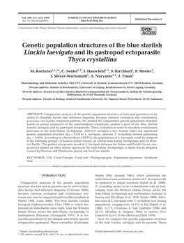 Genetic Population Structures of the Blue Starfish Linckia Laevigata and Its Gastropod Ectoparasite Thyca Crystallina
