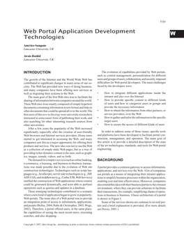 W Web Portal Application Development Technologies
