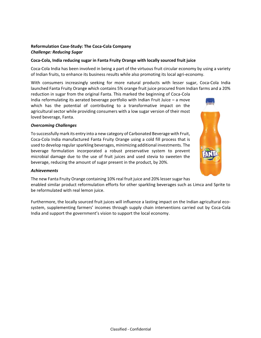 Reformulation Case-Study: the Coca-Cola