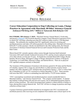 Career Education Corporation to Stop Collecting on Loans, Change