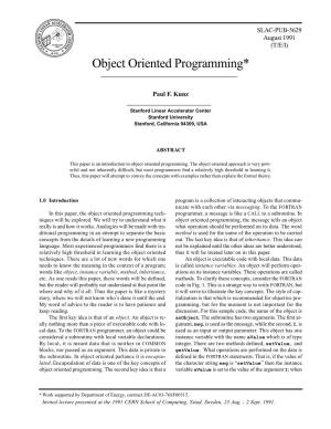 Object Oriented Programming*
