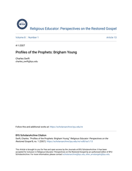 Profiles of the Prophets: Brigham Young