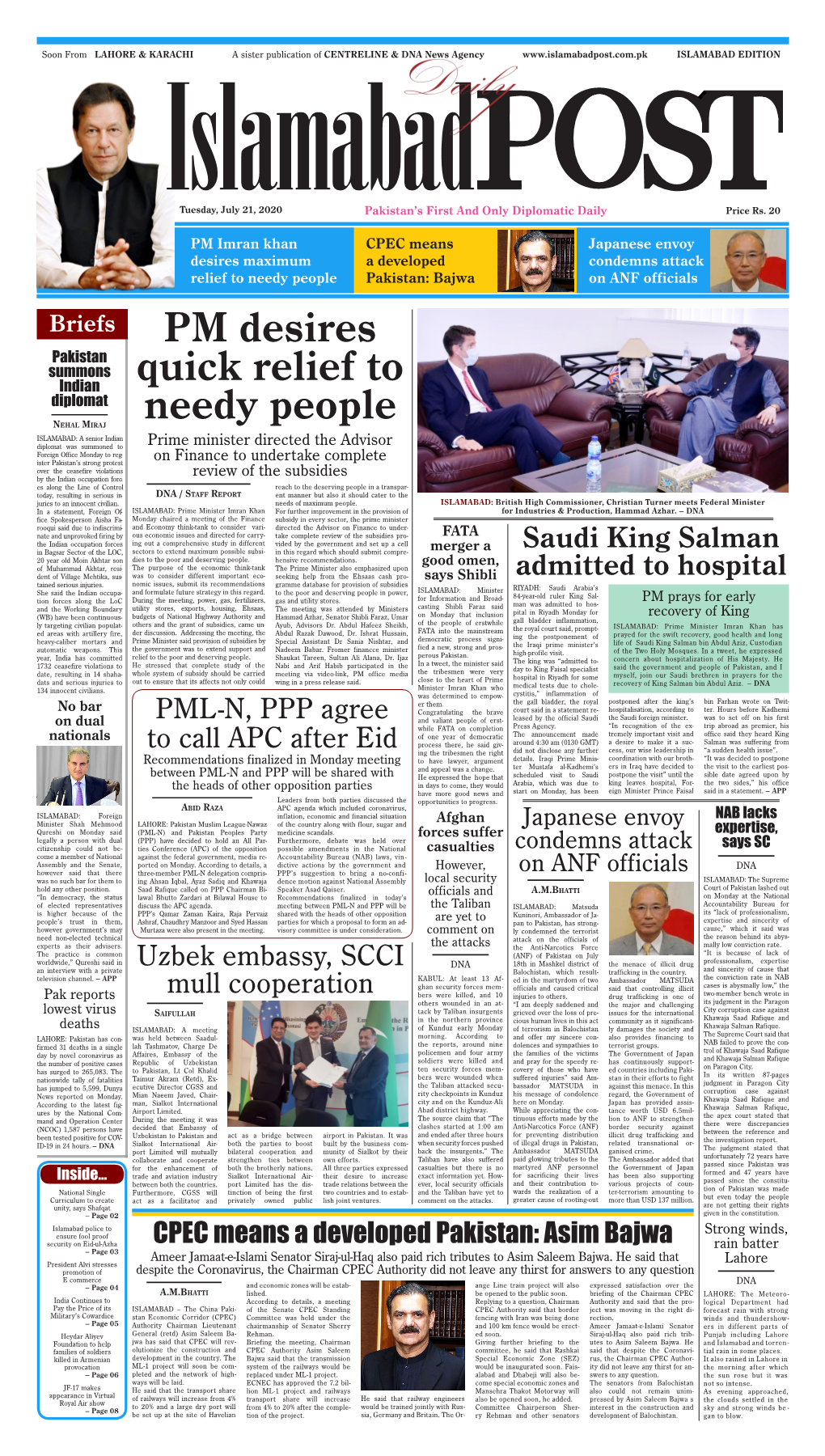 PM Desires Quick Relief to Needy People