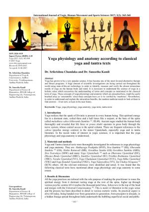 Yoga Physiology and Anatomy According to Classical Yoga And