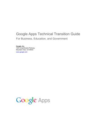 Google Apps Technical Transition Guide for Business, Education, and Government