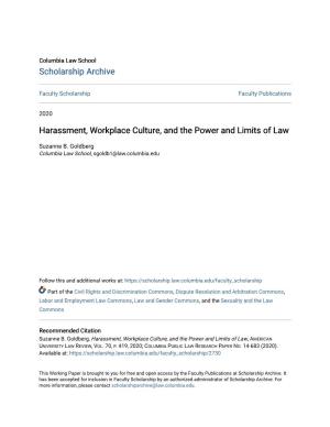 Harassment, Workplace Culture, and the Power and Limits of Law