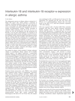 Interleukin-18 and Interleukin-18 Receptor-A Expression in Allergic Asthma